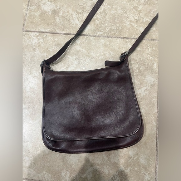 Vintage Coach Dark Brown Leather Bag Hippie Flap m9p-9134 bag - Picture 2 of 9